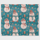 Sneeuwmannen Sneeuwvlokken Kerstmis Ornamenten Ker Cadeaupapier (Vlak)