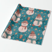 Sneeuwmannen Sneeuwvlokken Kerstmis Ornamenten Ker Cadeaupapier (Uitgerold)