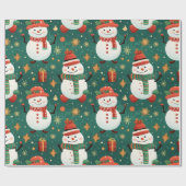 Sneeuwmannen Sneeuwvlokken Kerstmis Ornamenten Ker Cadeaupapier (Vlak)