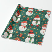 Sneeuwmannen Sneeuwvlokken Kerstmis Ornamenten Ker Cadeaupapier (Uitgerold)