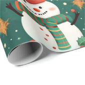 Sneeuwmannen Sneeuwvlokken Kerstmis Ornamenten Ker Cadeaupapier (Rol Hoek)