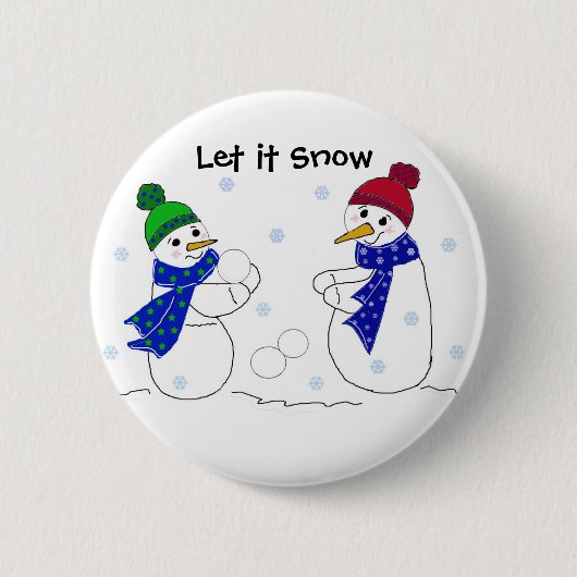 Sneeuwmannen spelen in de sneeuw ronde button 5,7 cm (Voorkant)