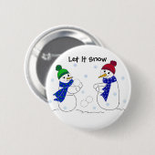 Sneeuwmannen spelen in de sneeuw ronde button 5,7 cm (Voorkant /achterkant)