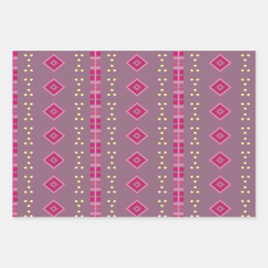 Sneeuwmannen Sterren en Moderne Patronen Inpakpapier Vel (Voorkant 3)