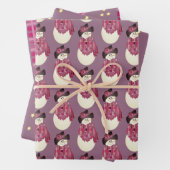 Sneeuwmannen Sterren en Moderne Patronen Inpakpapier Vel (In situ)