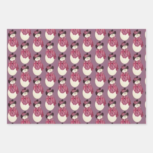 Sneeuwmannen Sterren en Moderne Patronen Inpakpapier Vel (Voorkant)