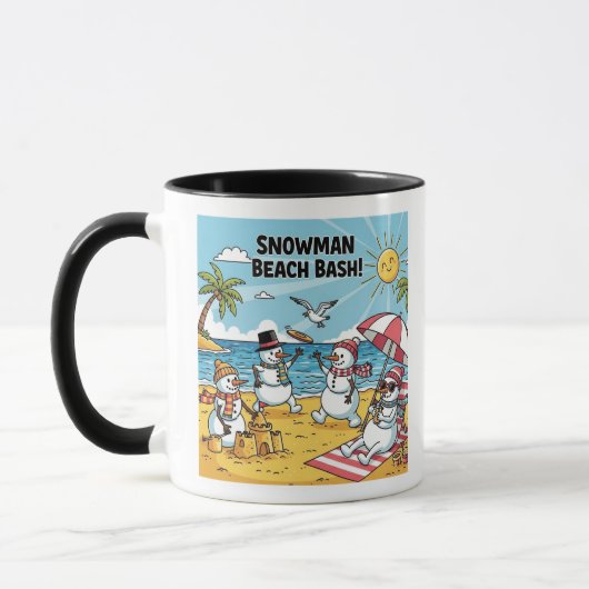 Sneeuwmannen Strandfeest Mok (Links)