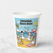 Sneeuwmannen Strandfeest Papieren Bekers (Achterkant)