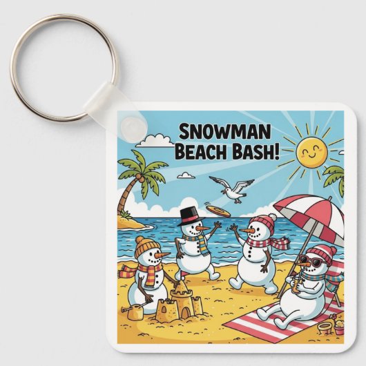 Sneeuwmannen Strandfeest Sleutelhanger (Voorkant)