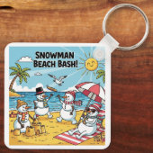 Sneeuwmannen Strandfeest Sleutelhanger (Achterkant)