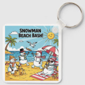 Sneeuwmannen Strandfeest Sleutelhanger (Achterkant)