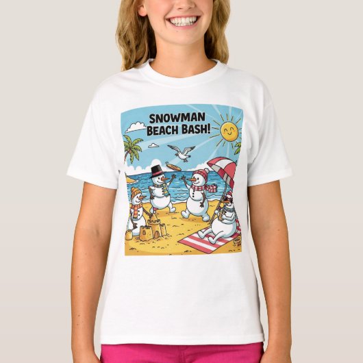 Sneeuwmannen Strandfeest T-shirt (Voorkant)