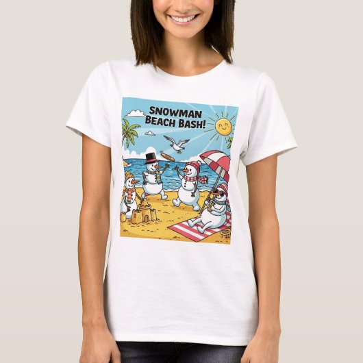 Sneeuwmannen Strandfeest T-shirt (Voorkant)