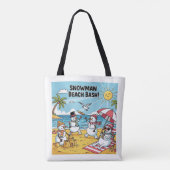 Sneeuwmannen Strandfeest Tote Bag (Achterkant)