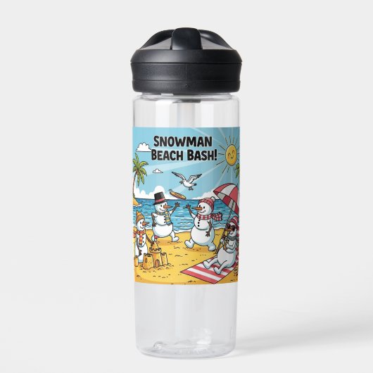 Sneeuwmannen Strandfeest Waterfles (Voorkant)