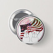 Sneeuwmannen vieren onafhankelijkheid ronde button 5,7 cm (Voorkant /achterkant)