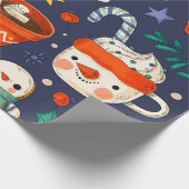 "Sneeuwmannen & warme chocolademelk" Cadeaupapier (Hoek)
