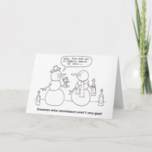 Sneeuwmannen Wijnproeverij Grappig Wenskaart Feestdagen Kaart