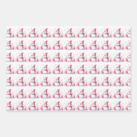 Sneeuwmannen Winter Fun Wrapping Paper Sheet (Voorkant 2)