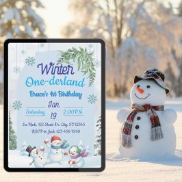 Sneeuwmannen Winter One-derland 1e Verjaardag Kaart