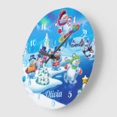Sneeuwmannen Winter Wonderland. Grote wandklok (Hoek)