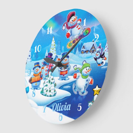 Sneeuwmannen Winter Wonderland. Grote wandklok (Hoek)