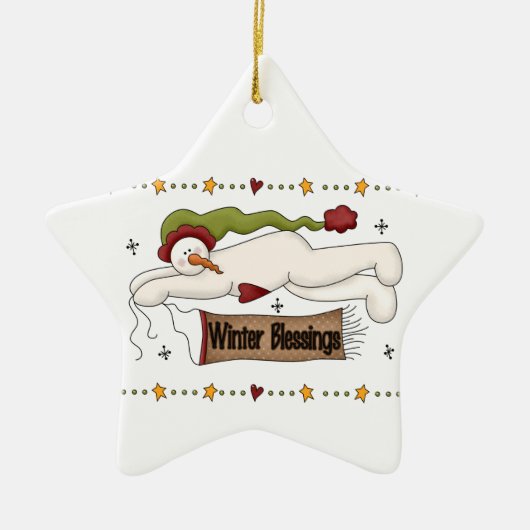 Sneeuwmannen Winter Zegeningen Vakantie Ornament (Voorkant)
