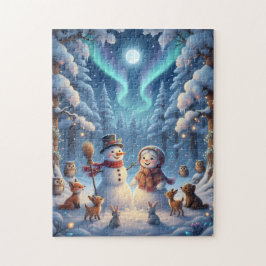 Sneeuwmannen Winterbossen Legpuzzel