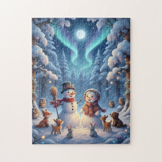 Sneeuwmannen Winterbossen Legpuzzel (Verticaal)