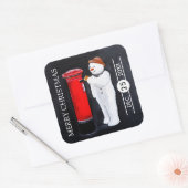 Sneeuwmannenbrief aan Kerstman Kerstmis Vierkante Sticker (Envelop)