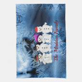 Sneeuwmannenfamilie van vier aangepaste keukenhand theedoek (Verticaal)