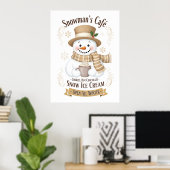 Sneeuwmannetje Cafe Poster (Thuiskantoor)