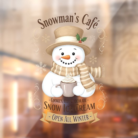 Sneeuwmannetje Cafe Raamsticker (Vel 2)