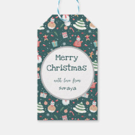 Sneeuwmannetje Kerstpatroon Cadeaulabel