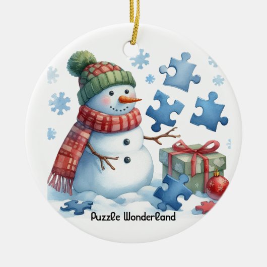 Sneeuwmannetje Puzzel Wonderland Keramisch Ornament (Voorkant)
