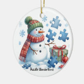 Sneeuwmannetje Puzzel Wonderland Keramisch Ornament (Links)