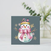 Sneeuwmannetje Winter Vakantie Kerst Lief  Feestdagenkaart (Staand voorkant)