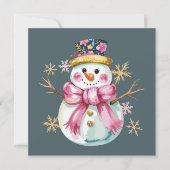 Sneeuwmannetje Winter Vakantie Kerst Lief  Feestdagenkaart (Voorkant)
