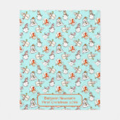 sneeuwmanpatroon | Baby Boys Eerste Kerstnaam Fleece Deken (Voorkant)