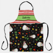 Sneeuwmanpatroon Zwart Custom Inspirivity Schort (Voorkant)