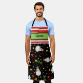 Sneeuwmanpatroon Zwart Custom Inspirivity Schort (Gedragen)