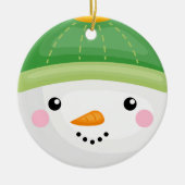 Sneeuwman's hoofd kerst keramisch ornament (Voorkant)