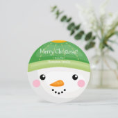 Sneeuwman's hoofd Vrolijk kerstkaartje Kaart (Staand voorkant)