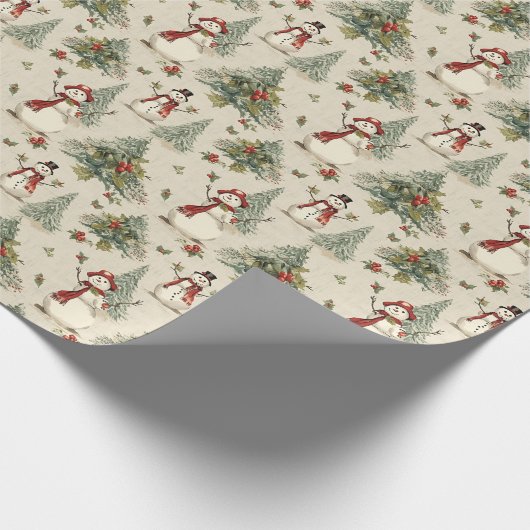  Sneeuwman's Kerstgenot Cadeaupapier (Hoek)