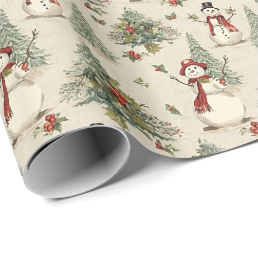  Sneeuwman's Kerstgenot Cadeaupapier (Rol Hoek)