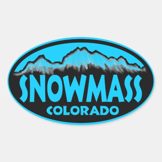 Sneeuwmassa Colorado blauw ovale stickers (Voorkant)