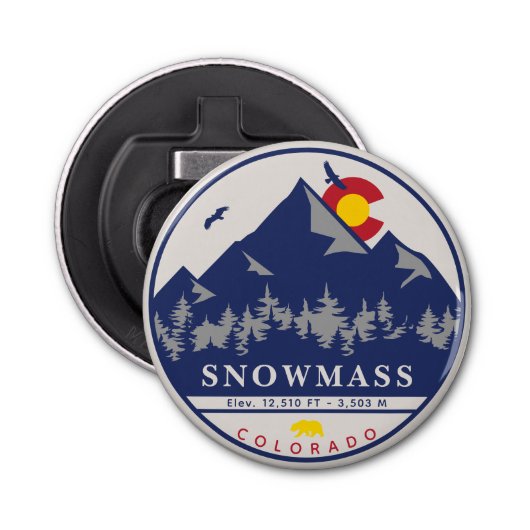 Sneeuwmassa Colorado Retro Sunset Ski Souvenirs Button Flesopener (Voorkant)