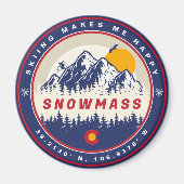 Sneeuwmassa Colorado Vlag Berg Ski Souvenir Magneet (Voorkant)