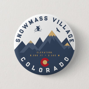 Sneeuwmassa Colorado Vlag Retro Sunset Ski Souveni Ronde Button 5,7 Cm