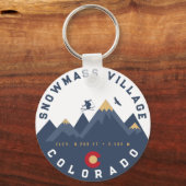 Sneeuwmassa Colorado Vlag Retro Sunset Ski Souveni Sleutelhanger (Voorkant)